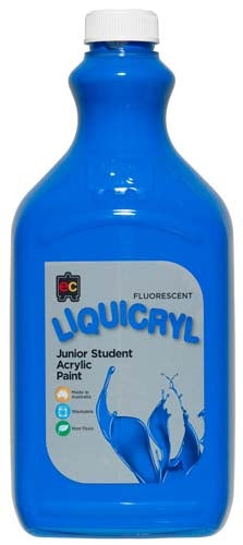EC Liquicryl Fluorescent Junior Student Acrylic Paint - Blue - 2 Litre  $