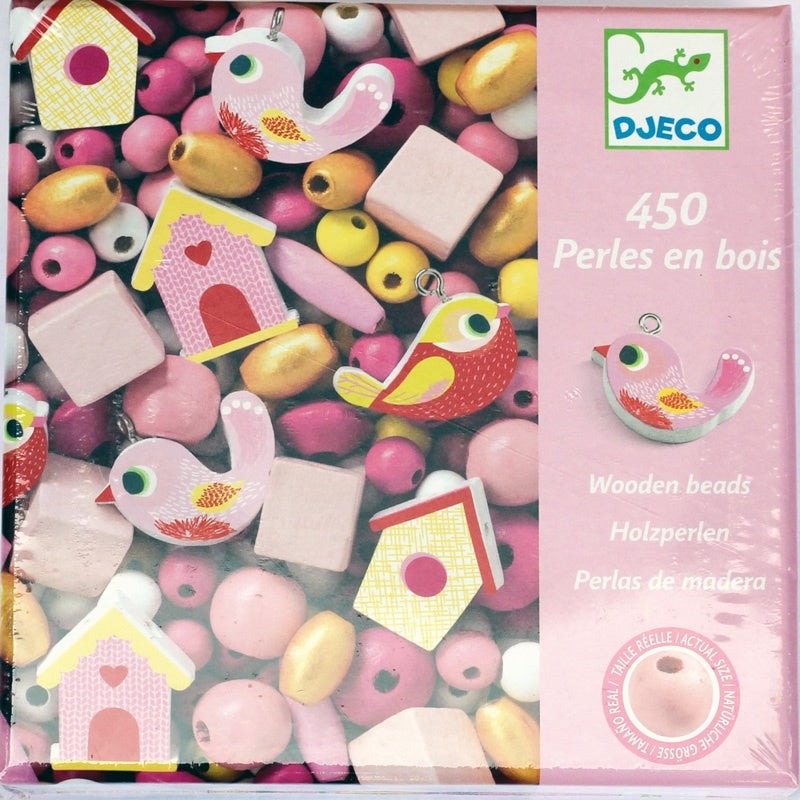 DJECO - Wooden Beads - Birds Pink
