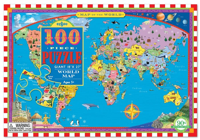 EEBOO - Puzzle - World Map - 100pc
