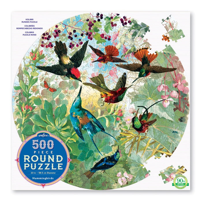 EEBOO - Puzzle - Hummingbirds - 500 Piece Round