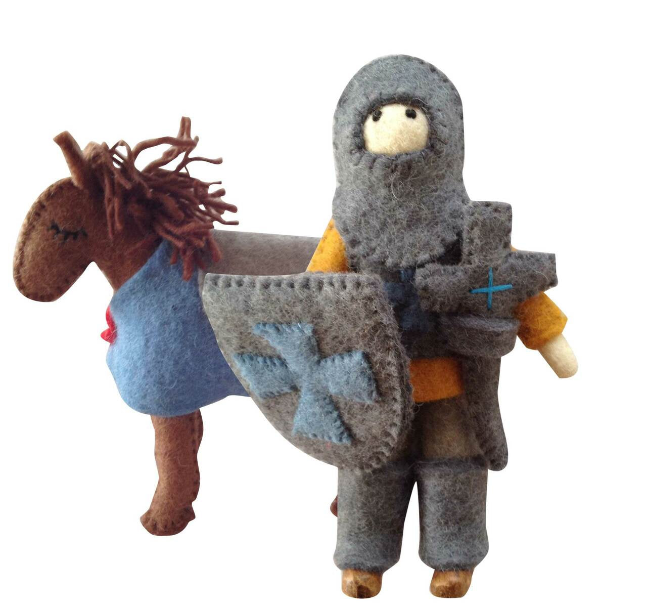 PAPOOSE Knight with Horse - Felt -  Blue
