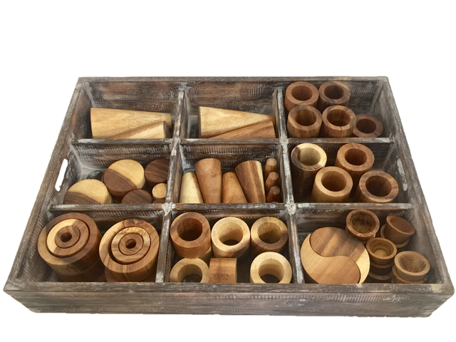 PAPOOSE Loose Parts Natural Wooden 1 - Crate  Set of 72