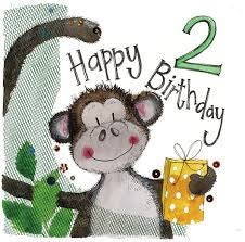 Greeting Card - Alex Clark -2 Year Old Boy - Birthday - Monkey