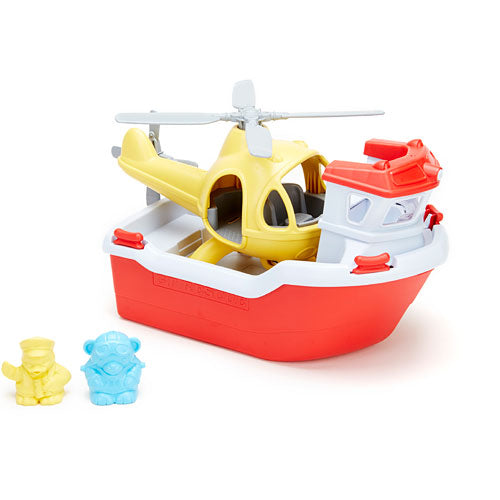 GREEN TOYS Rescue Boat with Helicopter and People