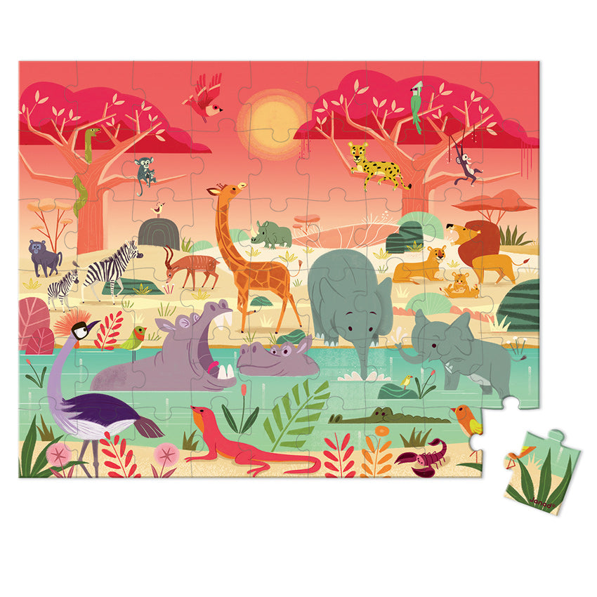 JANOD - Suitcase Puzzle -Animal Reserve - 54 Piece