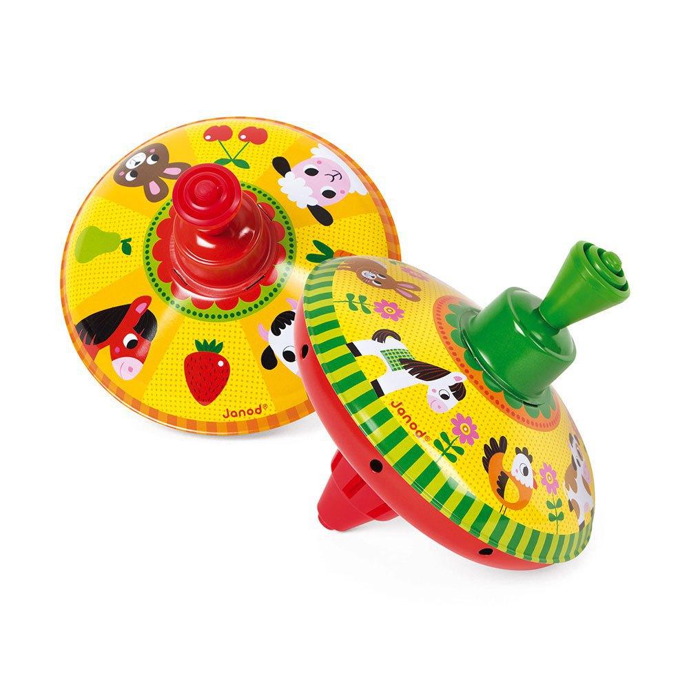 JANOD Spinning Tops Farm Animals Red