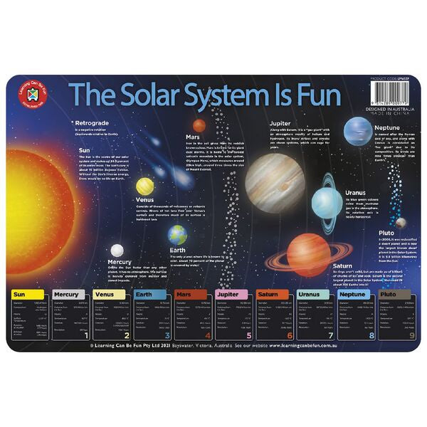 Learning Can Be Fun - Placemats - Solar System