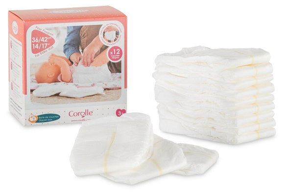 Corolle - Poupon - Accessories - Doll  Diapers/Nappies 12 pack - 36-42 cm