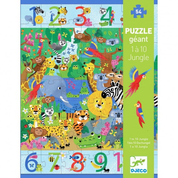 DJECO Puzzle Giant Numbers 1 to 10 Jungle - 54 Piece Floor Puzzle