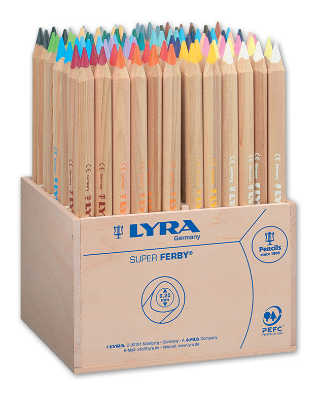 Lyra Super Ferby  Coloured Pencil - Natural Wooden-  Box 96 Pencils