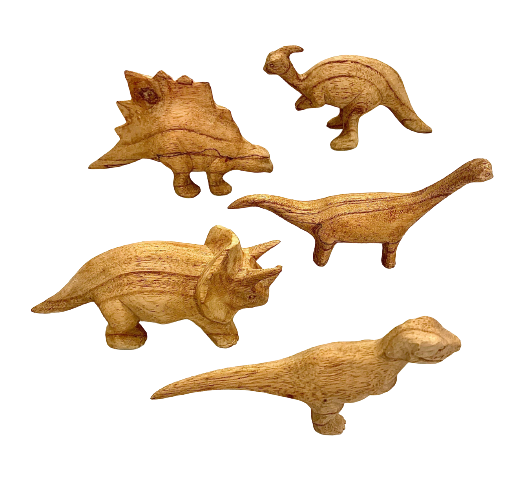 PAPOOSE - Dinosaurs - Hand Carved Wooden- Set of 5
